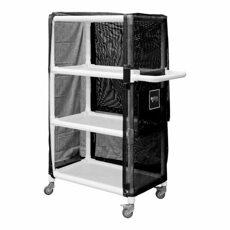 ROYAL BASKET TRUCKS 32'' Black PVC Linen Cart with 3 Shelves R32-KKX-L3A-3ULN 50AR32KKXL3A3ULN